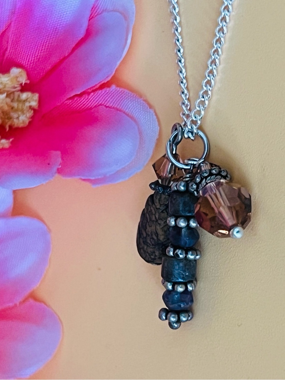 Crystal & stone pendant plus necklace Necklace